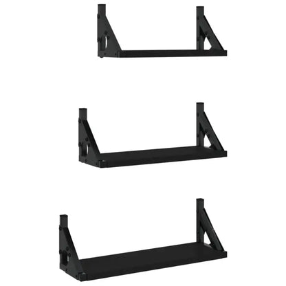 Lot de 3 étagères murales en bois et métal – 30 à 40 cm - France / Noir - Étagère murale