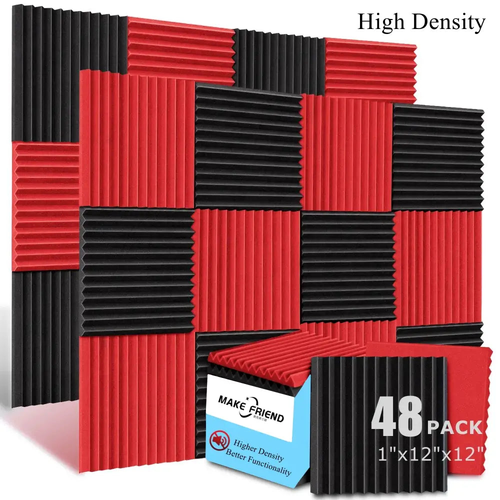 Lot de 48 panneaux acoustiques en mousse 30 × 30 cm pour studio - Panneaux acoustiques en mousse
