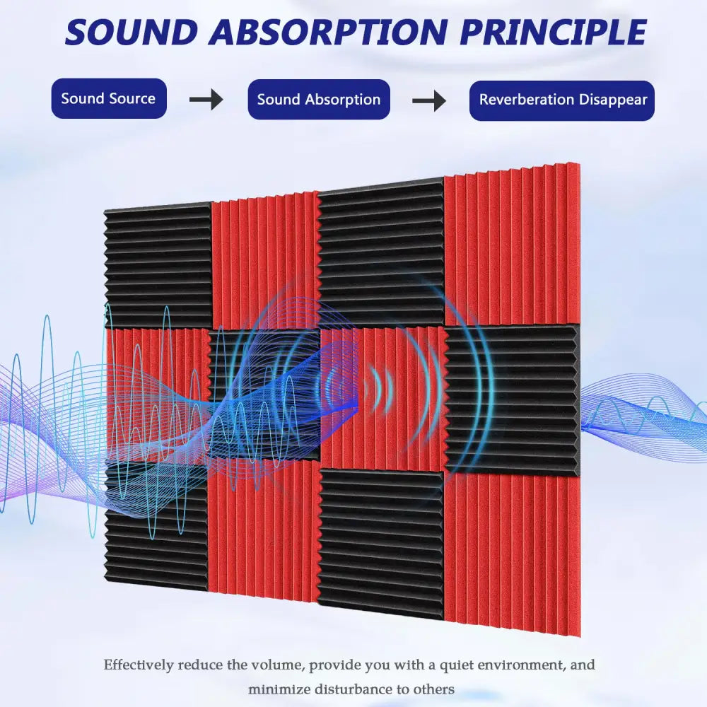 Lot de 48 panneaux acoustiques en mousse 30 × 30 cm pour studio - Panneaux acoustiques en mousse