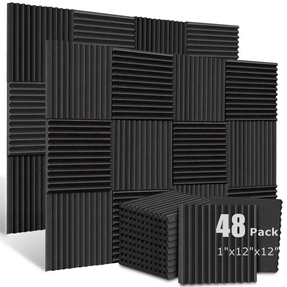 Lot de 48 panneaux acoustiques en mousse 30 × 30 cm pour studio - Espagne / 48 noirs / Haute densité - Panneaux
