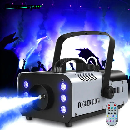 Machine à fumée 1 200 W avec 6 LED RGB et télécommande - machine à fumée 1200W LED RGB