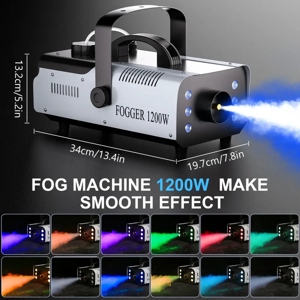 Machine à fumée 1 200 W avec 6 LED RGB et télécommande - machine à fumée 1200W LED RGB