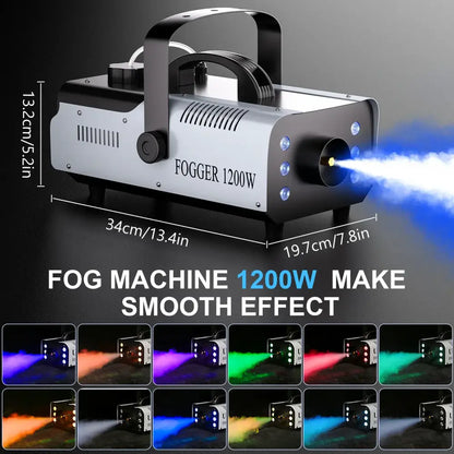 Machine à fumée 1 200 W avec 6 LED RGB et télécommande - machine à fumée 1200W LED RGB