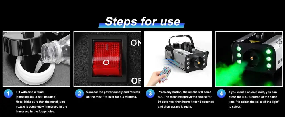 Machine à fumée 1 200 W avec 6 LED RGB et télécommande - machine à fumée 1200W LED RGB