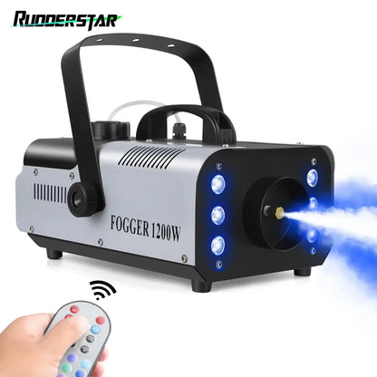 Machine à fumée 1 200 W avec 6 LED RGB et télécommande - Noir / Allemagne / Prise européenne - machine à fumée 1200W