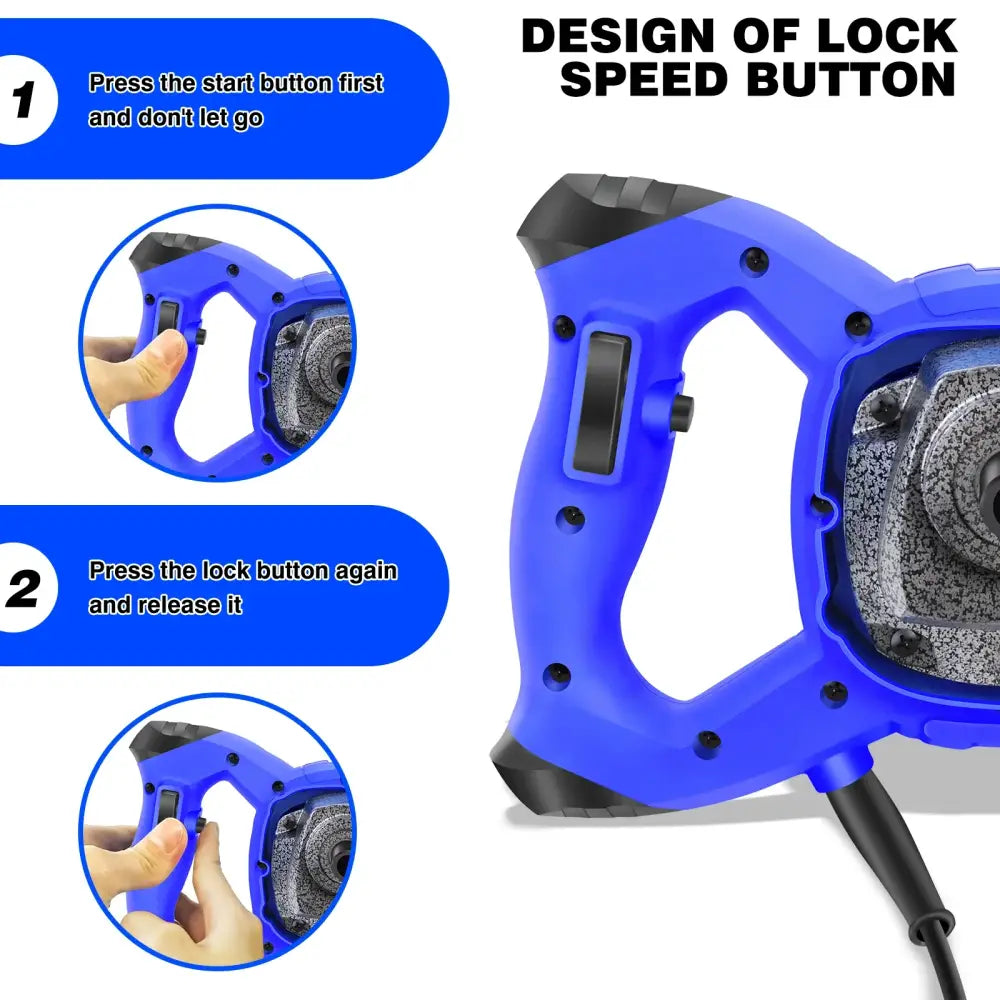 Malaxeur électrique 2 600 W – peinture et mortier 6 vitesses - Bleu / Prise européenne / France - malaxeur électrique
