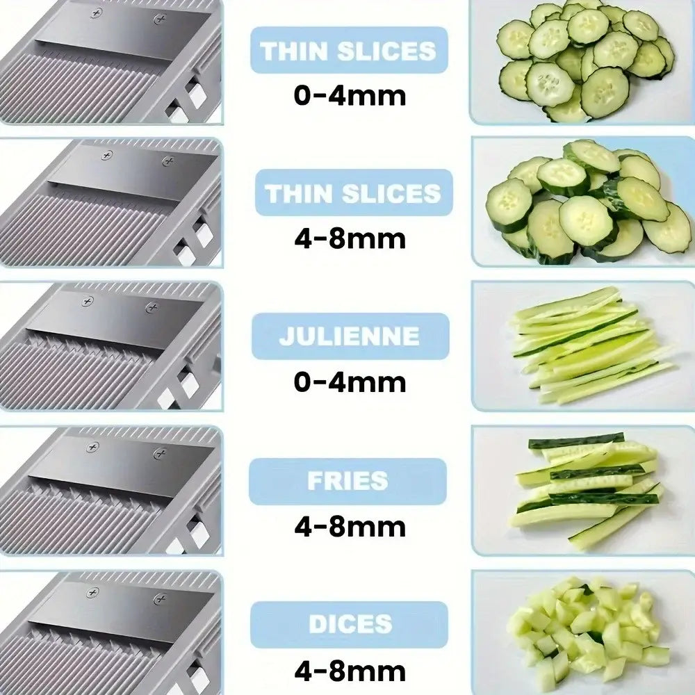 Mandoline de cuisine 4 coupes – tranches, dés et julienne – détail 4