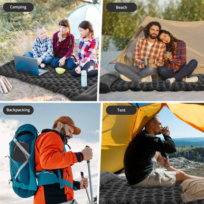 Matelas de Camping Gonflable 2 Places Avec Oreiller Intégré