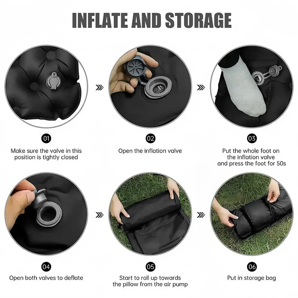 Matelas de Camping Gonflable 2 Places Avec Oreiller Intégré