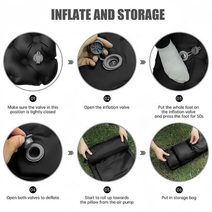 Matelas de Camping Gonflable 2 Places Avec Oreiller Intégré