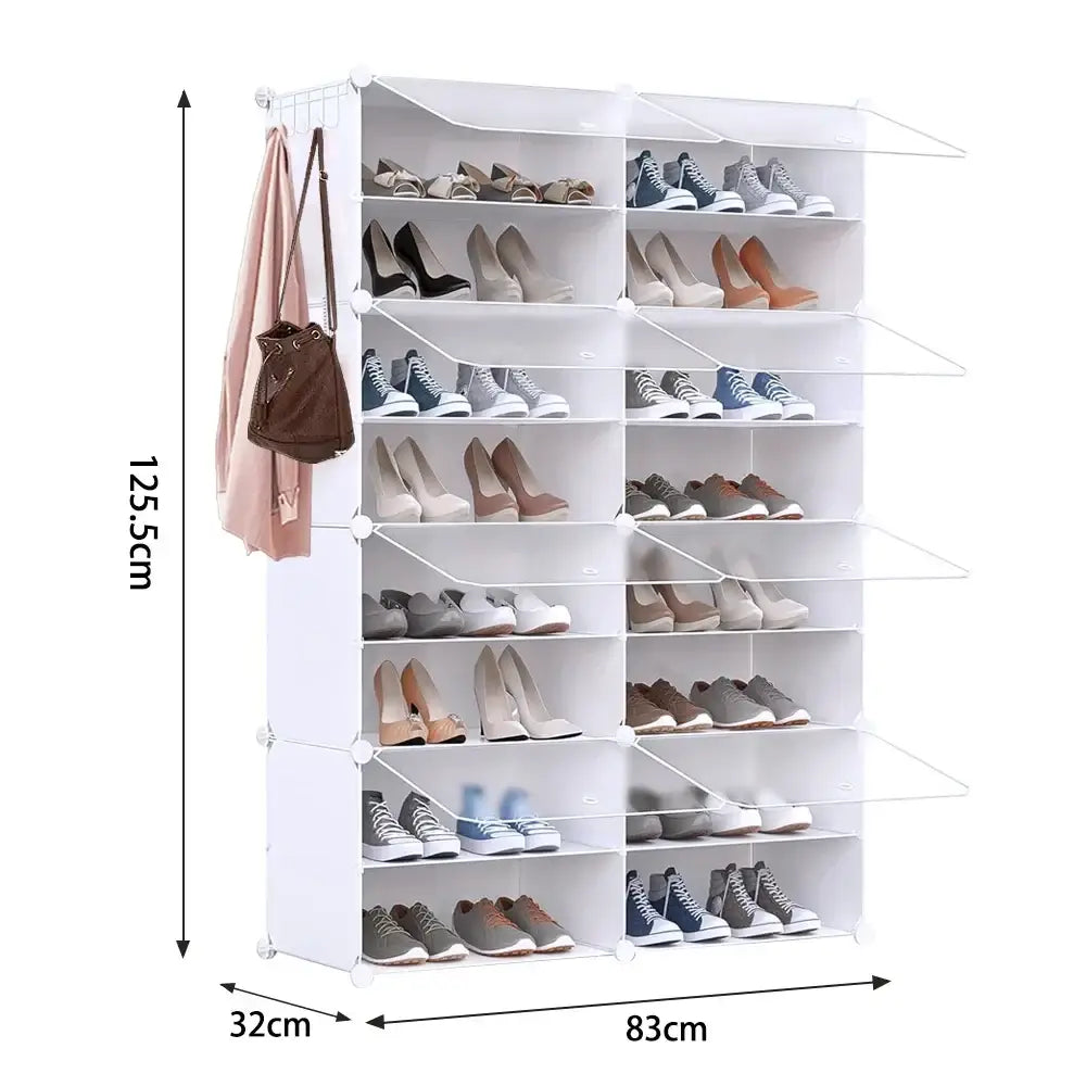 Meuble à chaussures modulable avec portes – plusieurs formats - Blanc – 8 niveaux / France - meuble chaussures