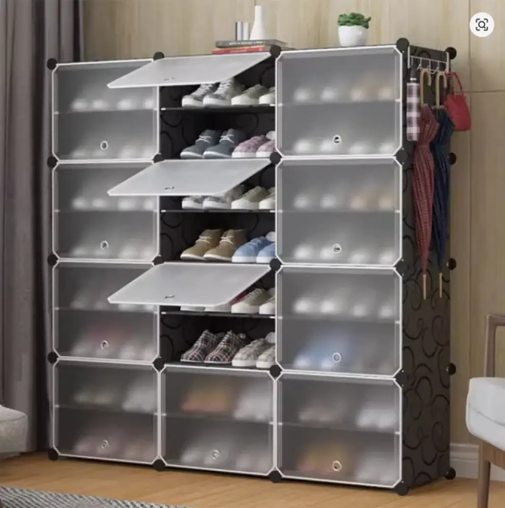 Meuble à chaussures modulable avec portes – plusieurs formats - Noir – 48 paires annoncées / France - meuble chaussures