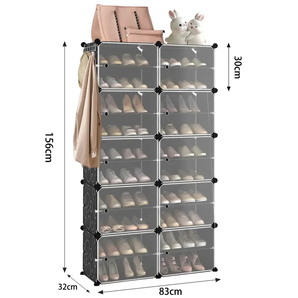 Meuble à chaussures modulable avec portes – plusieurs formats - Noir – configuration standard / France - meuble