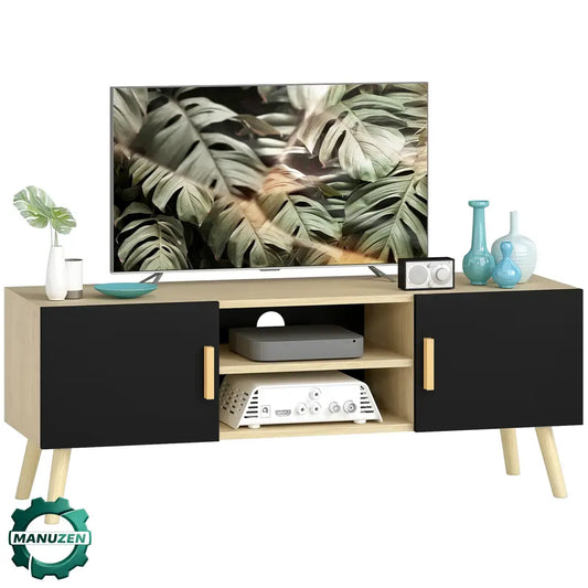Meuble TV 110 cm – 2 placards niches et passe-câbles - France - meuble TV 110 cm rangement