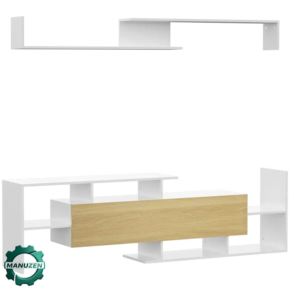 Meuble TV 154 cm avec étagère murale assortie - meuble TV avec étagère murale
