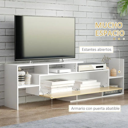 Meuble TV 154 cm avec étagère murale assortie - meuble TV avec étagère murale
