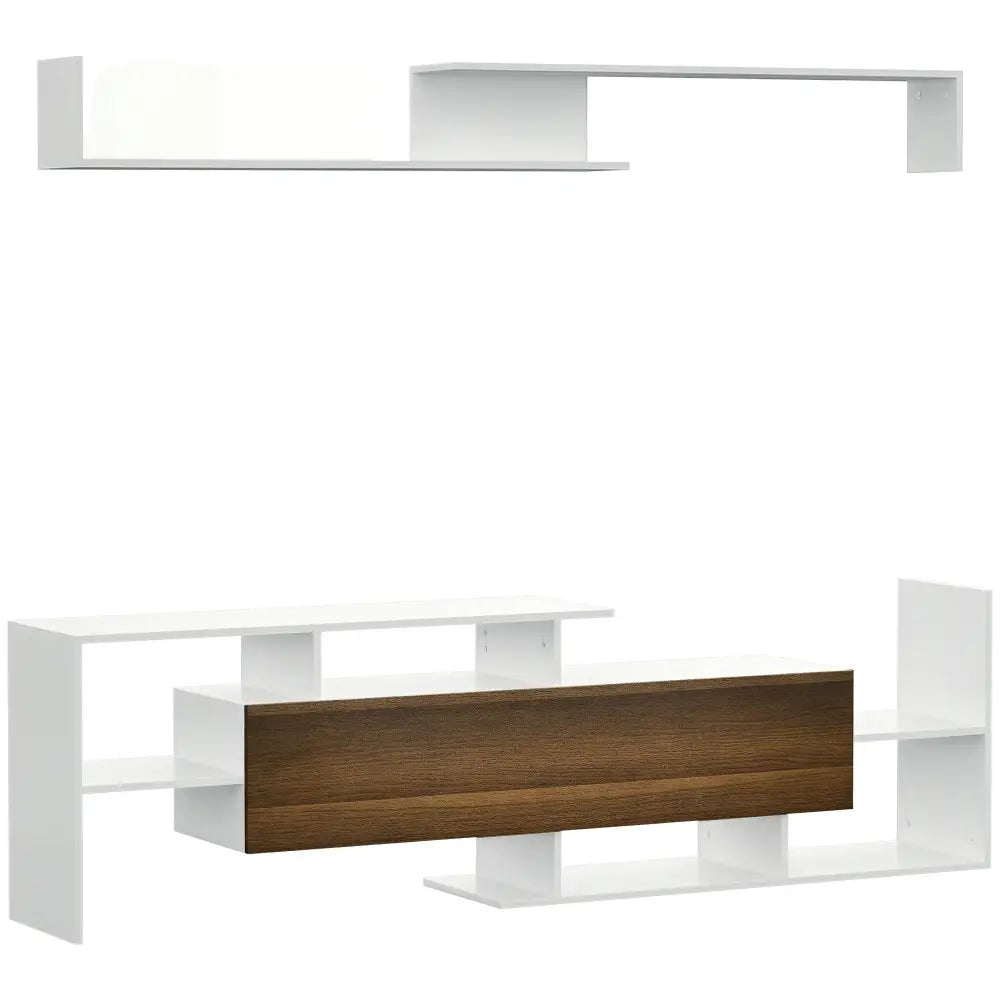 Meuble TV 154 cm avec étagère murale assortie - Finition alternative / Espagne - meuble TV avec étagère murale