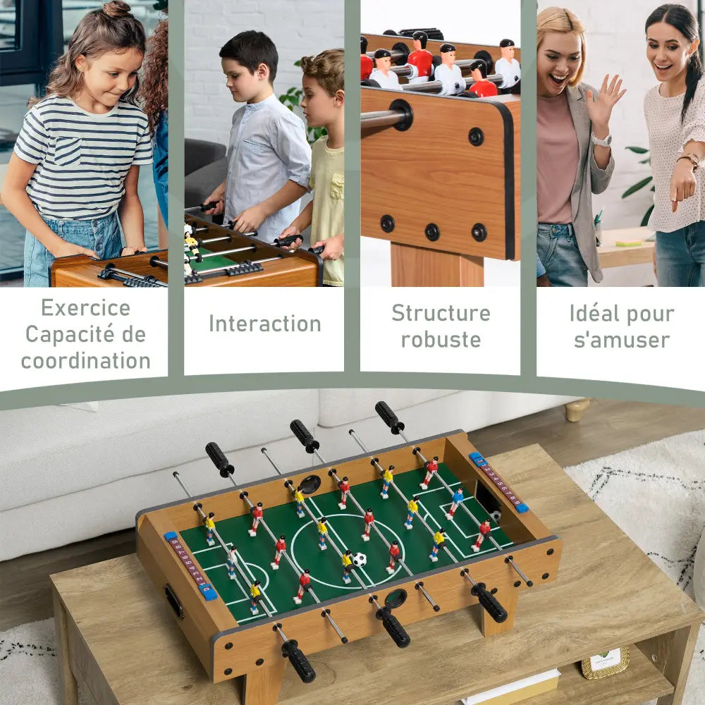 Mini baby-foot de table 69 cm – 18 joueurs et 2 balles - France - mini baby foot de table