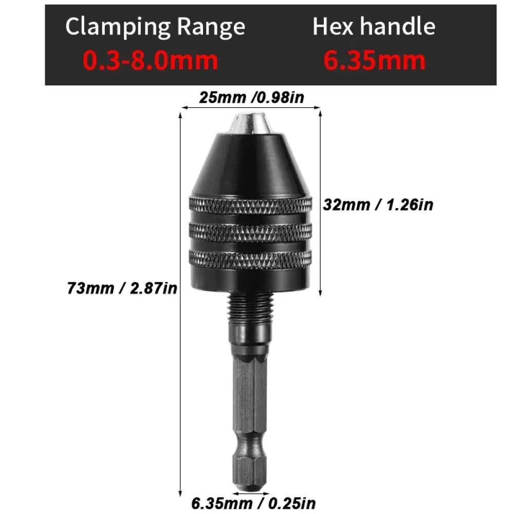 Mini mandrin sans clé 0,3 à 8 mm – hexagonal 1/4 – variante 0,3 à 8 mm / France