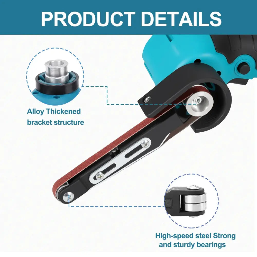 Mini ponceuse à bande sans fil 300 W – 10 000 tr/min 2 batteries - Ponceuse + 2 batteries / Pologne - Ponceuse à bande