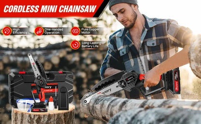 Mini tronçonneuse 21 V 6 pouces – 1 ou 2 batteries - mini tronçonneuse 21V 6 pouces