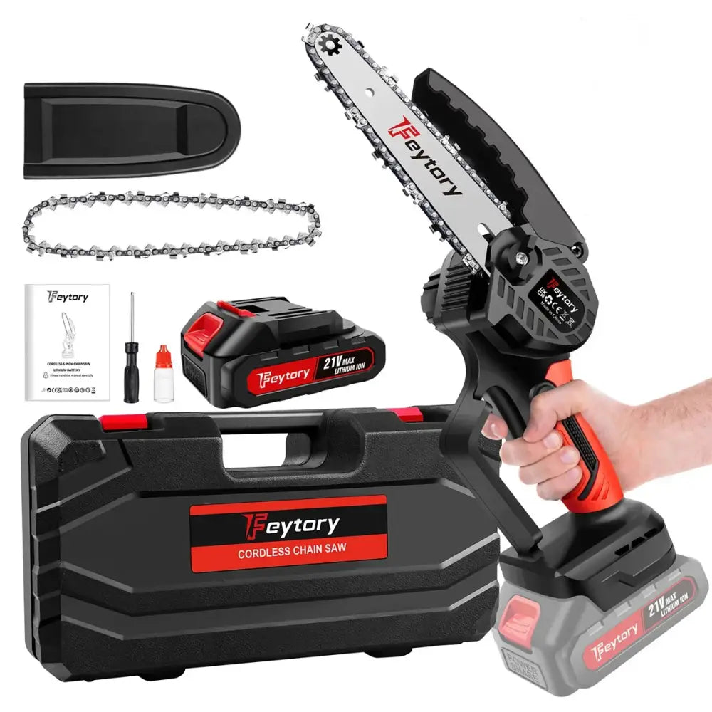 Mini tronçonneuse 21 V 6 pouces – 1 ou 2 batteries - 6 pouces – avec 1 batterie / Allemagne - mini tronçonneuse 21V 6