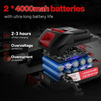 Mini tronçonneuse sans fil 8 pouces 800 W – 2 batteries 4 Ah - Rouge / 20 cm – 8 pouces / 2 batteries – France - Mini