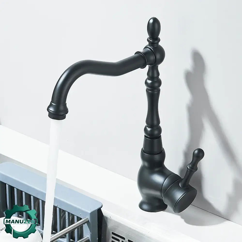 Mitigeur noir pivotant pour évier – eau chaude et froide – vue principale
