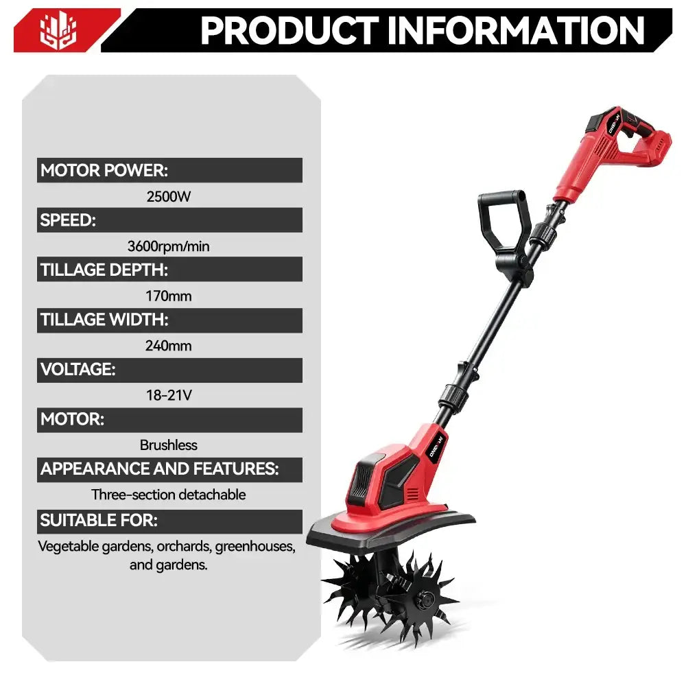 Motoculteur sans fil 24 cm – compatible Makita 18 V - Motoculteur électrique sans fil