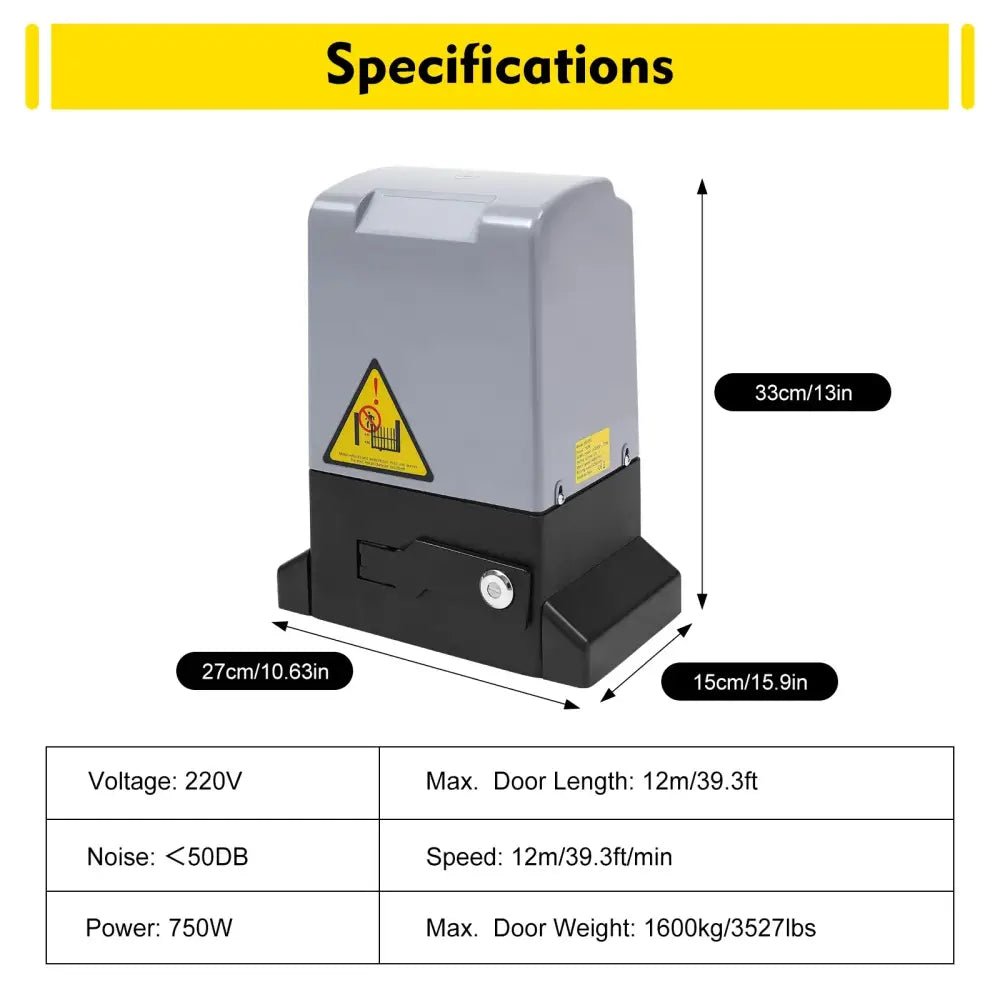 Motorisation portail coulissant 370 W – 600 kg, 2 télécommandes