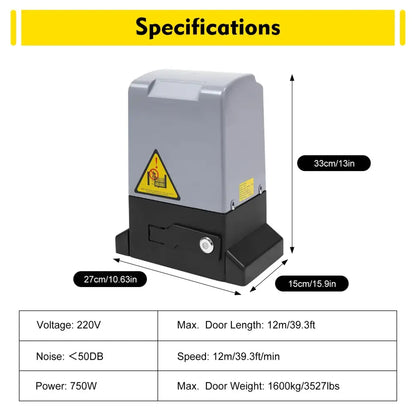 Motorisation portail coulissant 370 W – 600 kg, 2 télécommandes