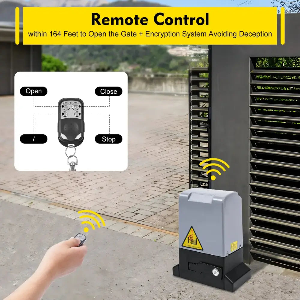 Motorisation portail coulissant 370 W – 600 kg, 2 télécommandes