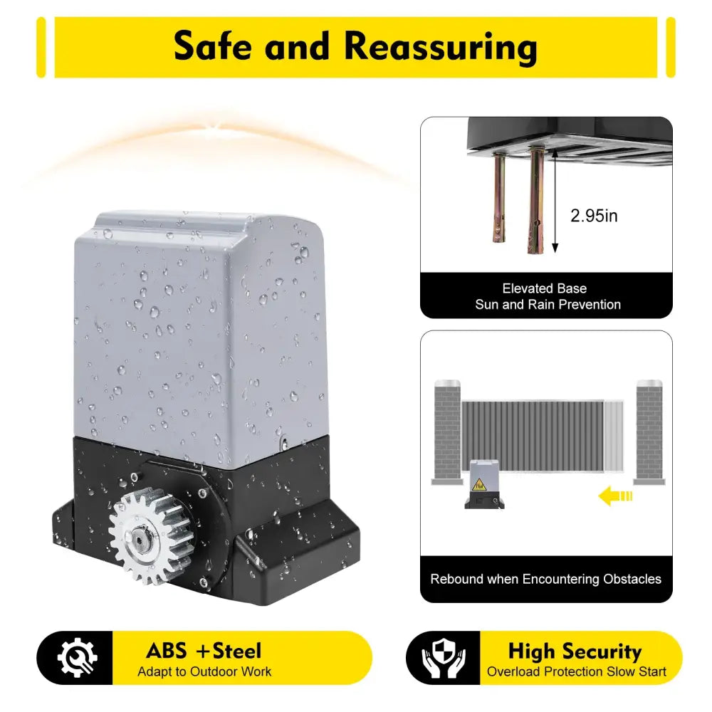 Motorisation portail coulissant 370 W – 600 kg, 2 télécommandes