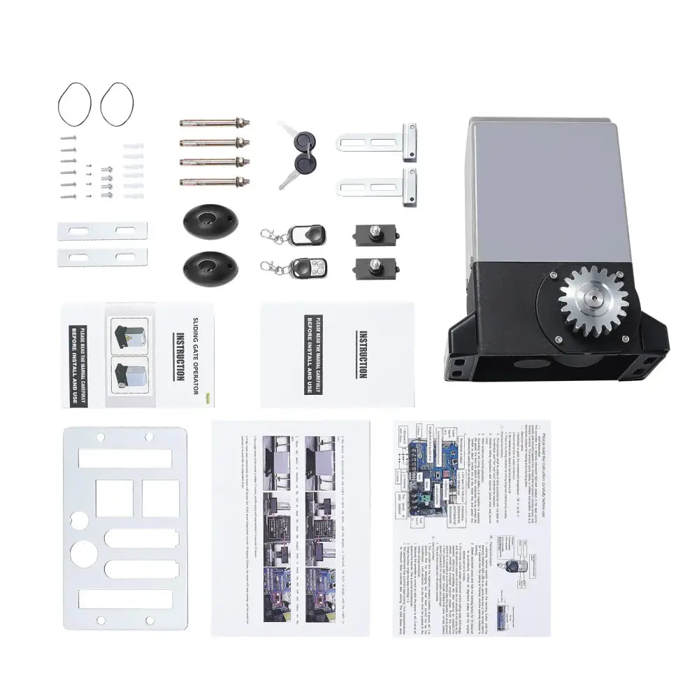 Motorisation portail coulissant 370 W – 600 kg, 2 télécommandes