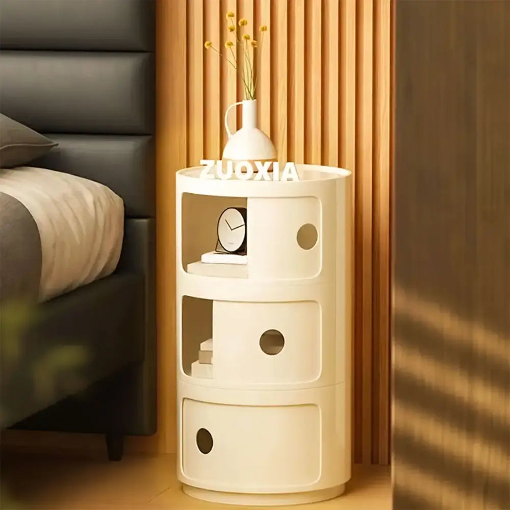 Motorsi Armoire Chevet Ronde 2 Ou 3 Niveaux Tiroir Rangement Chambre Salon