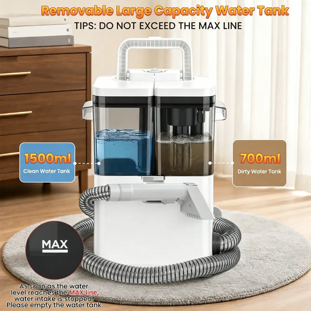 Nettoyeur de tapis et canapé 450 W – double réservoir - nettoyeur tapis canapé portable