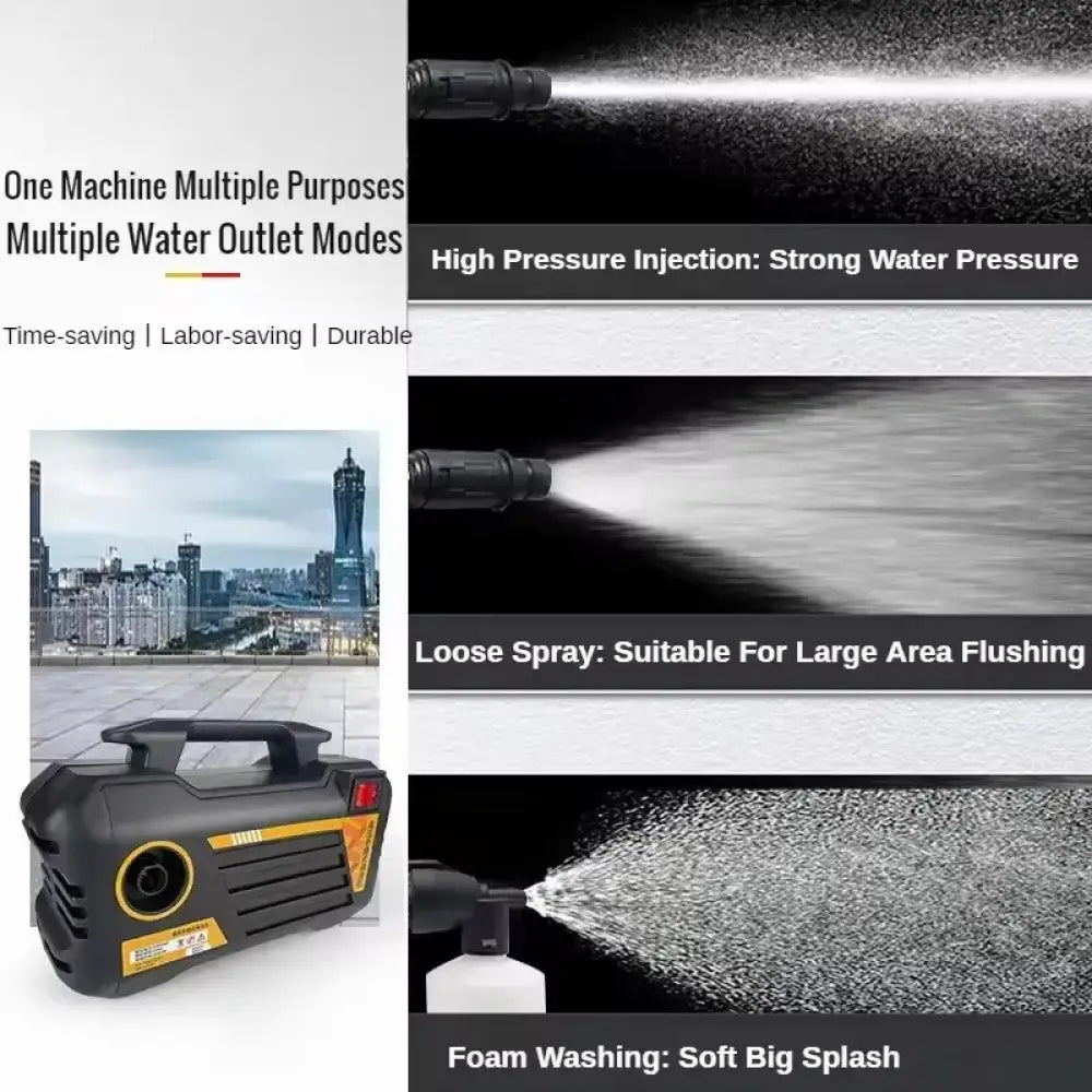 Nettoyeur Haute Pression Portable 220V 3000W Avec Modes Buse Et Mousse - Noir / France