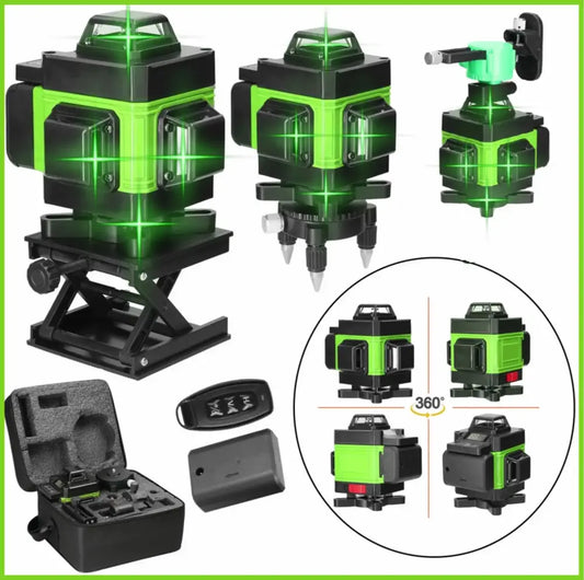 Niveau Laser 4D 16 Lignes Vert Alignement Précis 3x360 Auto Nivellement USB