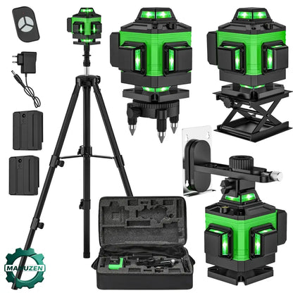 Niveau Laser 4D 16 Lignes Vert Alignement Précis 3x360 Auto Nivellement USB