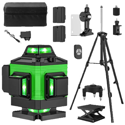 Niveau Laser 4D 16 Lignes Vert Alignement Précis 3x360 Auto Nivellement USB Avec Trépied ( 120 cm ) France