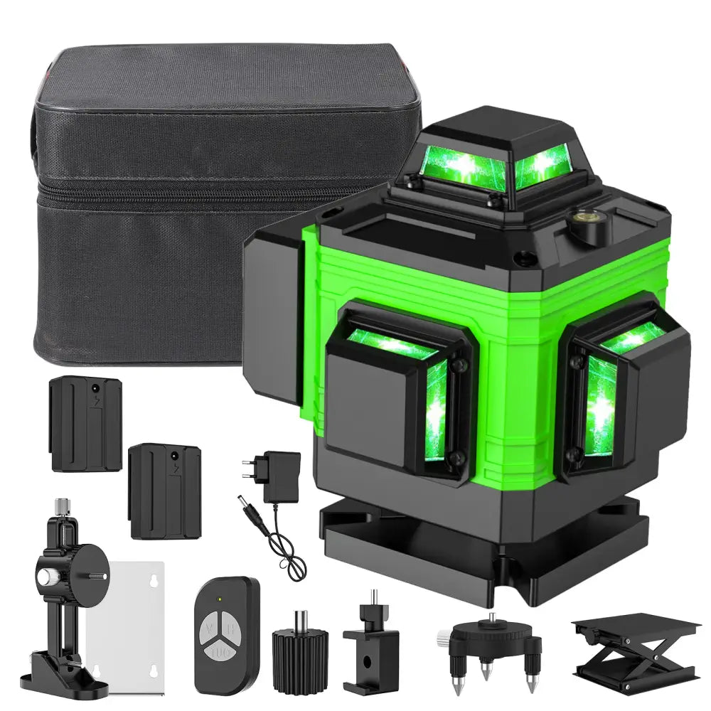 Niveau Laser 4D 16 Lignes Vert Alignement Précis 3x360 Auto Nivellement USB Sans Trépied France