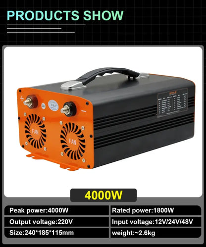 Onduleur sinusoïdal pur 4000 W 5000 W 7000 W 9000 W 12 V 24 V DC vers 220 V