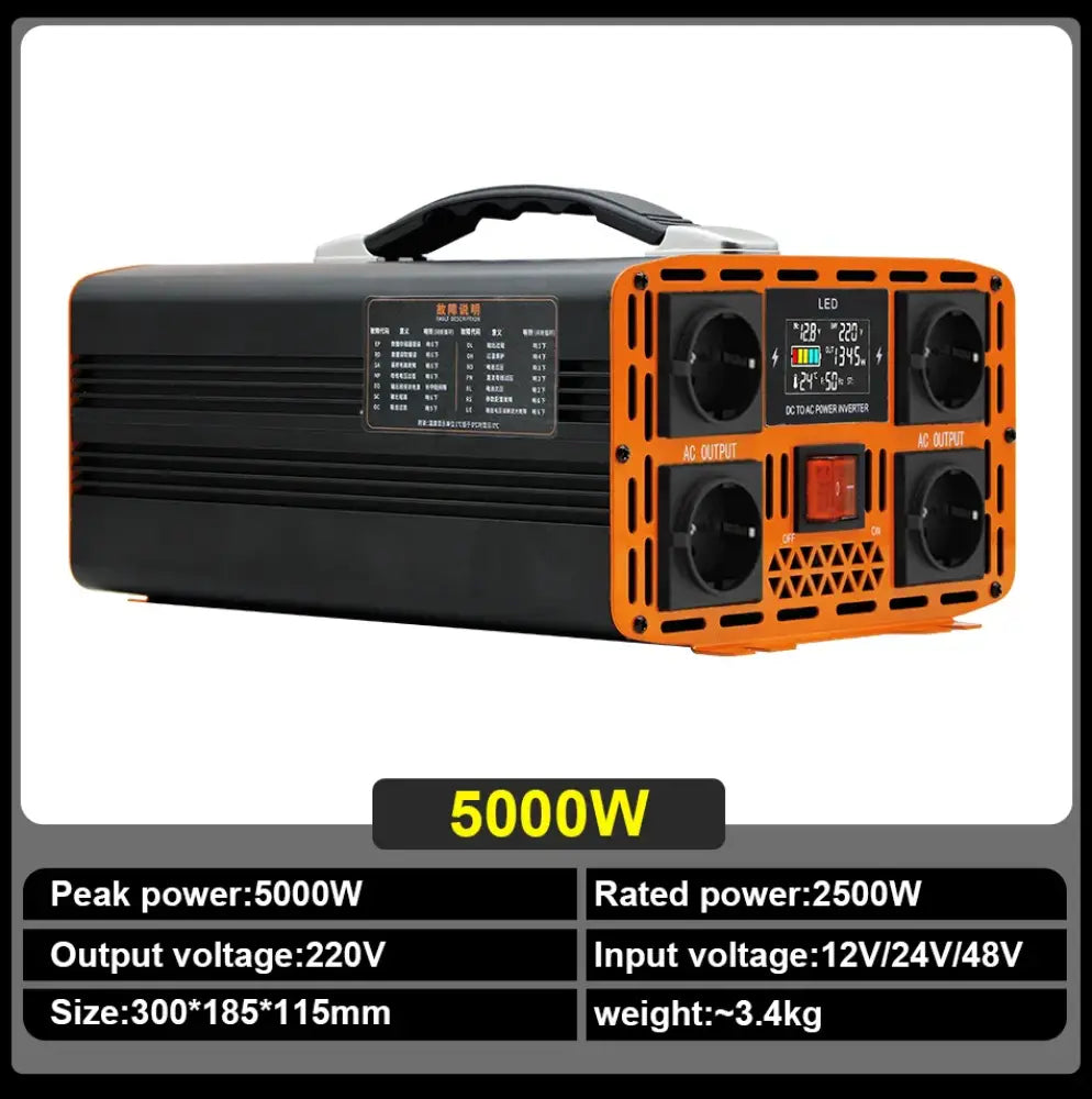 Onduleur sinusoïdal pur 4000 W 5000 W 7000 W 9000 W 12 V 24 V DC vers 220 V
