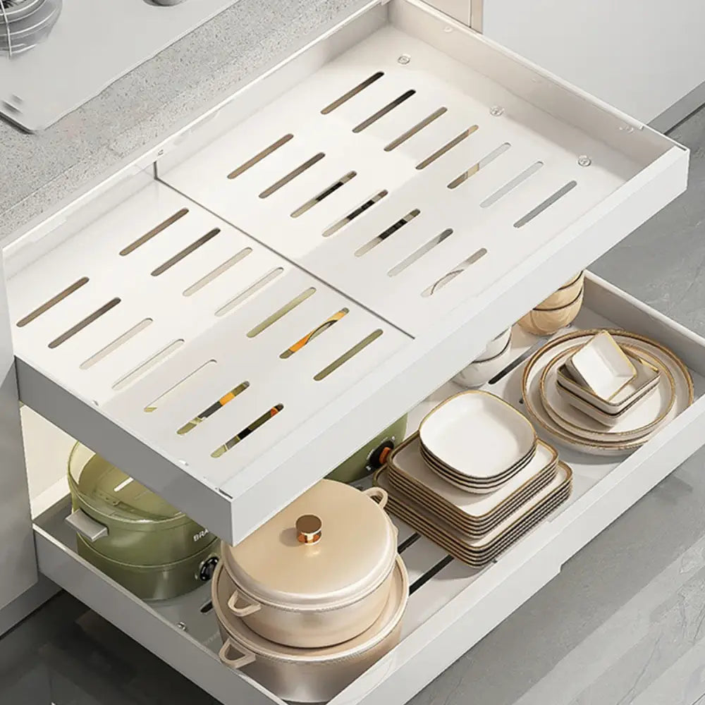 Organisateur coulissant pour placard de cuisine – sans perçage 1 ou 2 niveaux - Organisateur coulissant pour placard