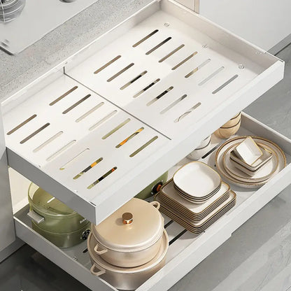 Organisateur coulissant pour placard de cuisine – sans perçage 1 ou 2 niveaux - Organisateur coulissant pour placard