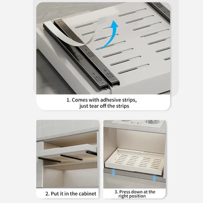Organisateur coulissant pour placard de cuisine – sans perçage 1 ou 2 niveaux - Organisateur coulissant pour placard