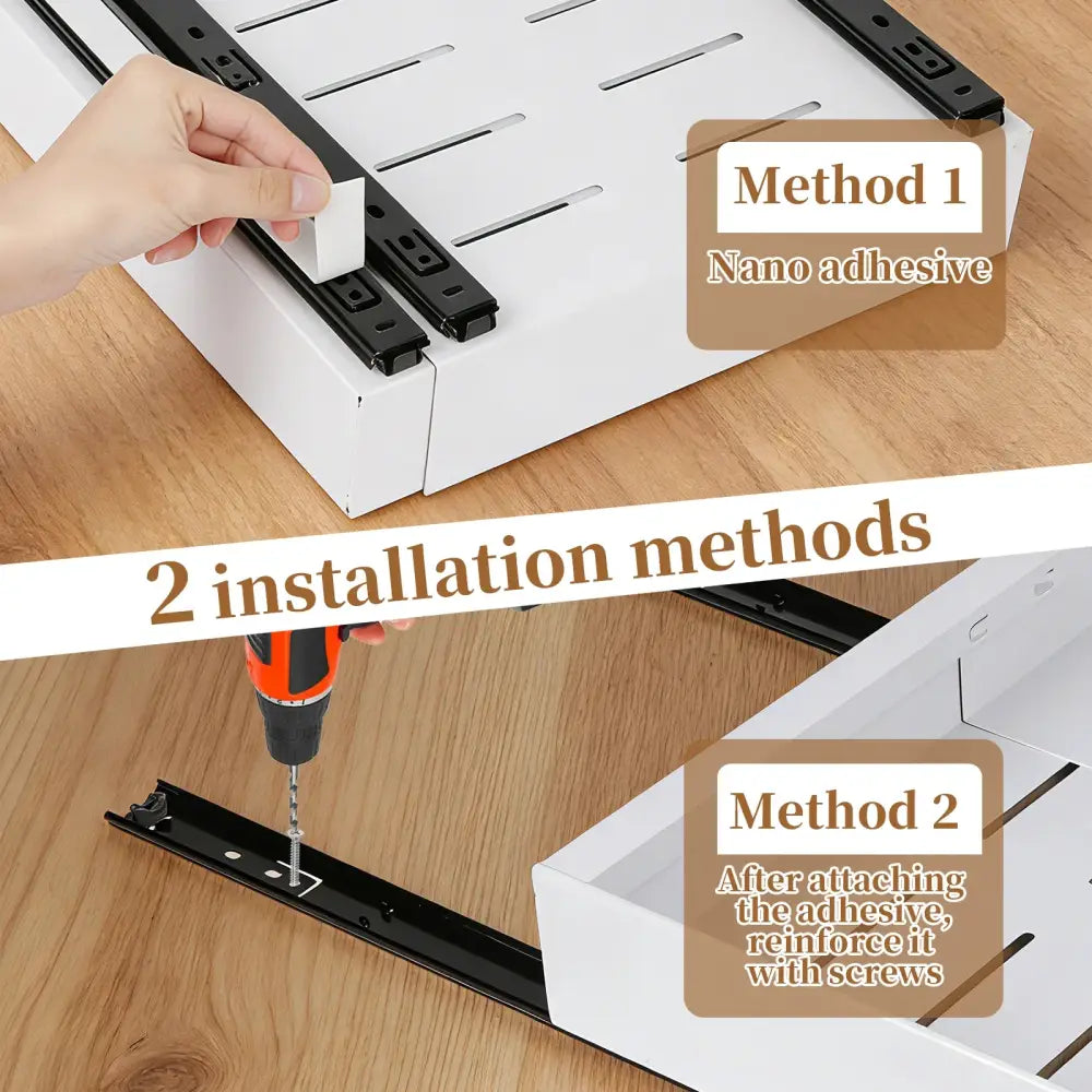 Organisateur coulissant pour placard de cuisine – sans perçage 1 ou 2 niveaux - Organisateur coulissant pour placard