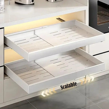 Organisateur coulissant pour placard de cuisine – sans perçage 1 ou 2 niveaux - Organisateur coulissant pour placard