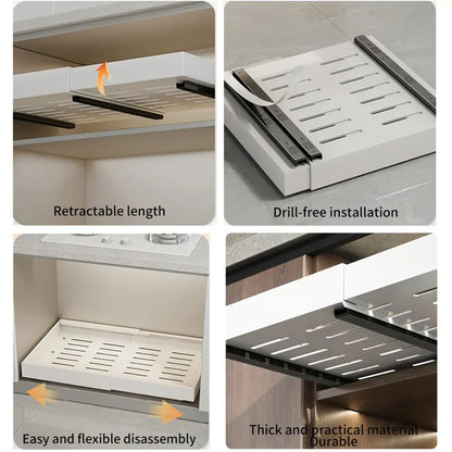 Organisateur coulissant pour placard de cuisine – sans perçage 1 ou 2 niveaux - Organisateur coulissant pour placard