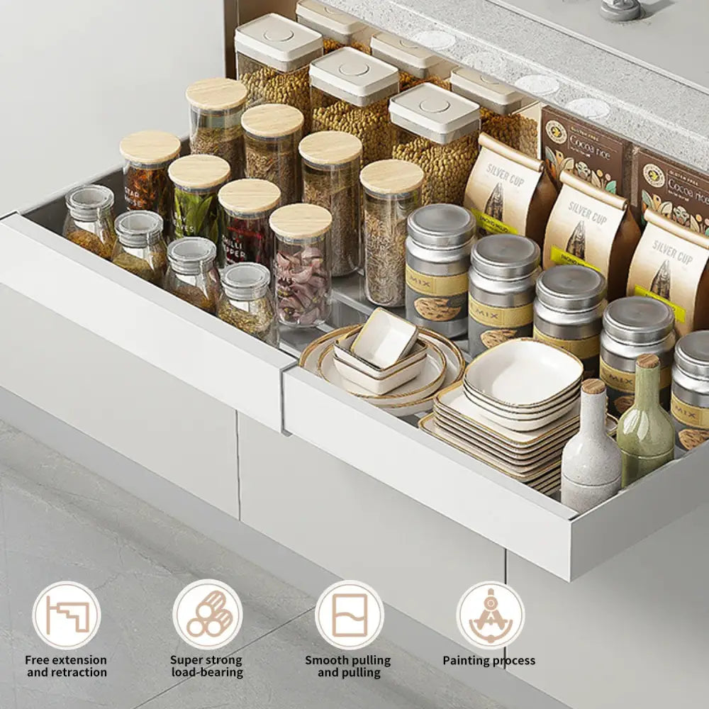 Organisateur coulissant pour placard de cuisine – sans perçage 1 ou 2 niveaux - Organisateur coulissant pour placard